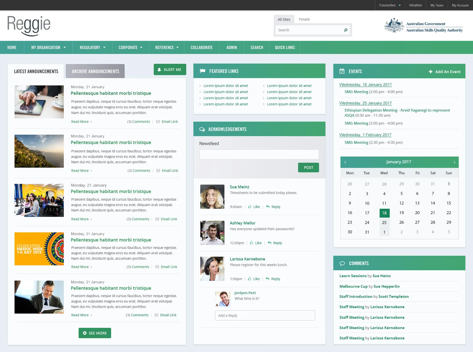 Reggie at ASQA, more than just an Intranet