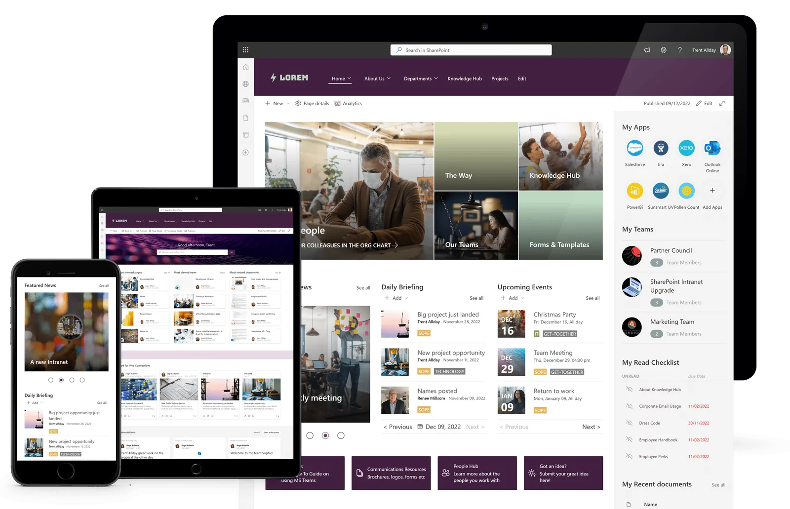example sharepoint intranet on multiple devices