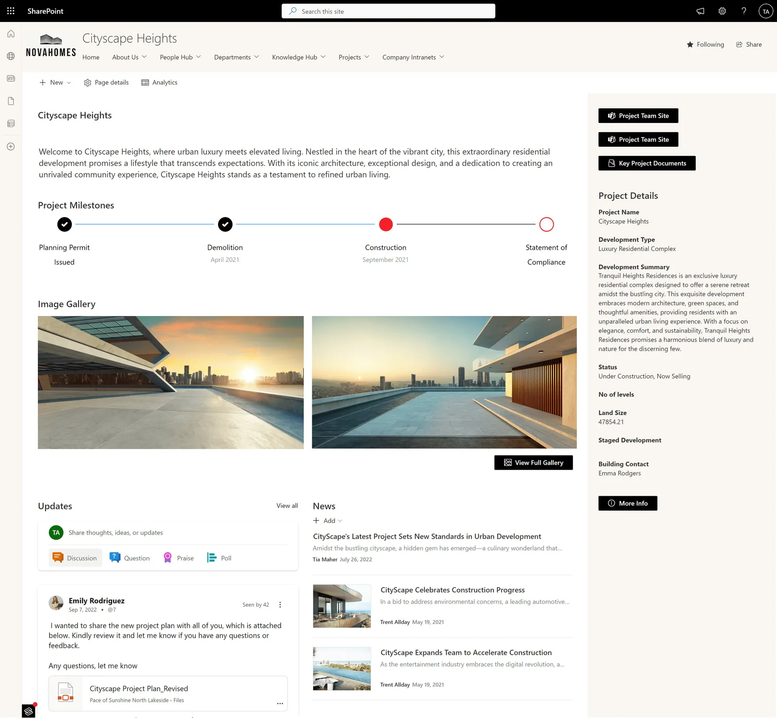 SharePoint design example project management template