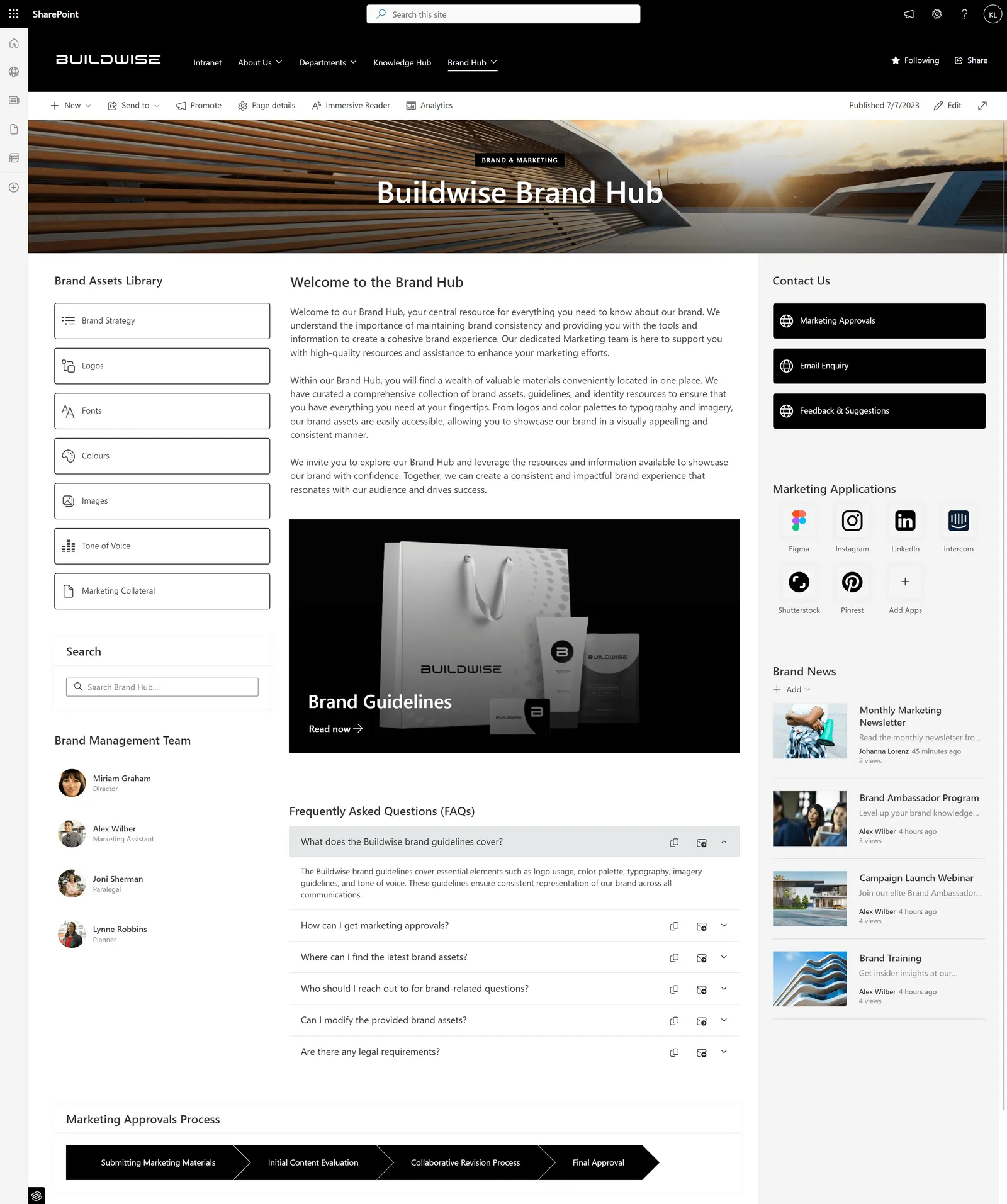 SharePoint Design Marketing Brand Hub Communication Site