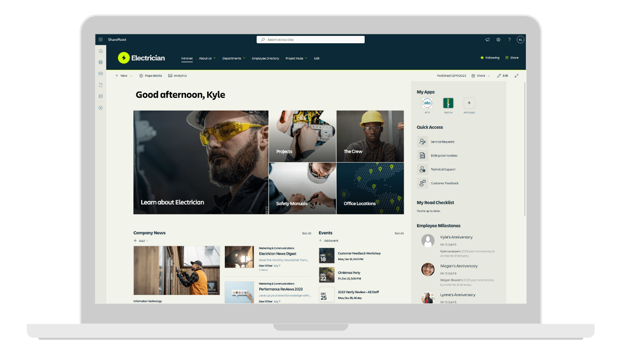 sharepoint online interface design with custom fonts and branding