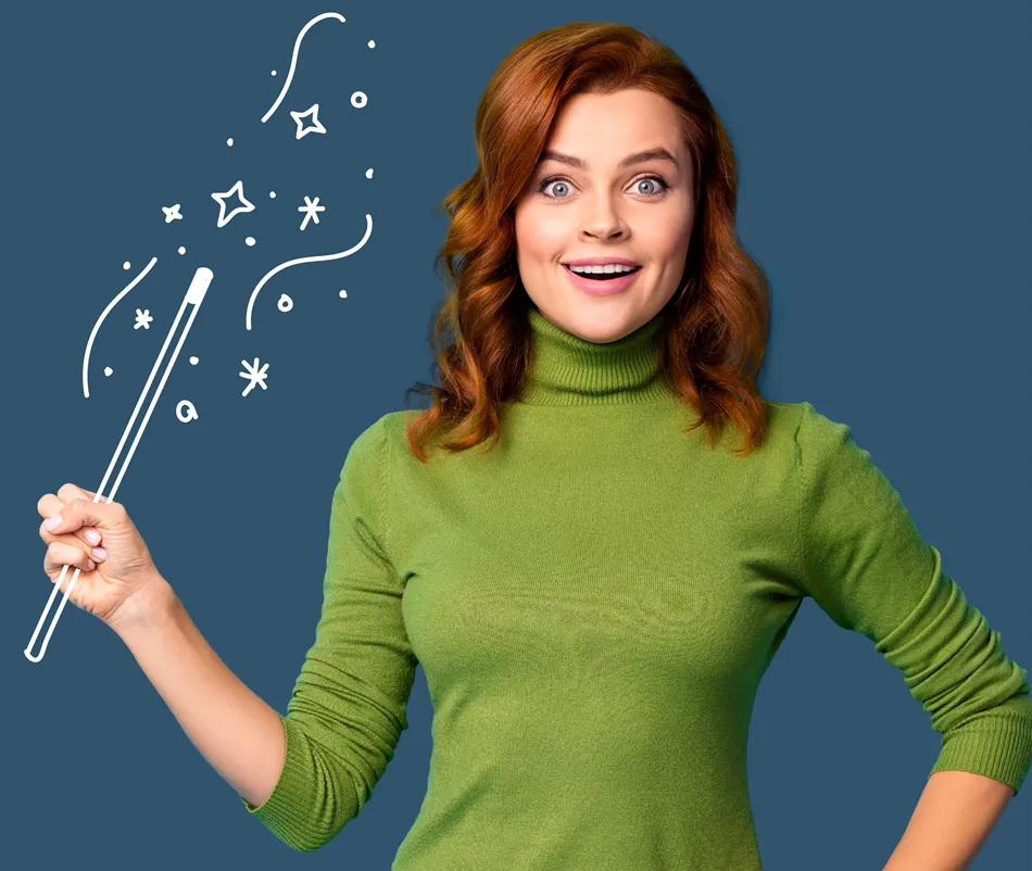 woman holding a wand