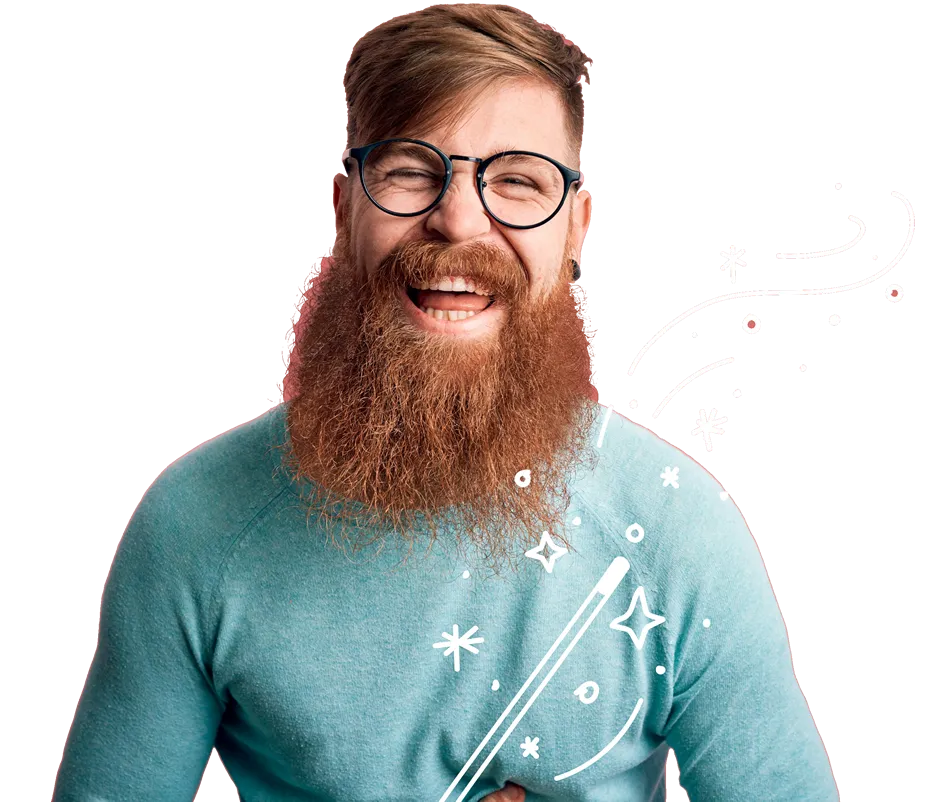 a man with a beard (and wand)